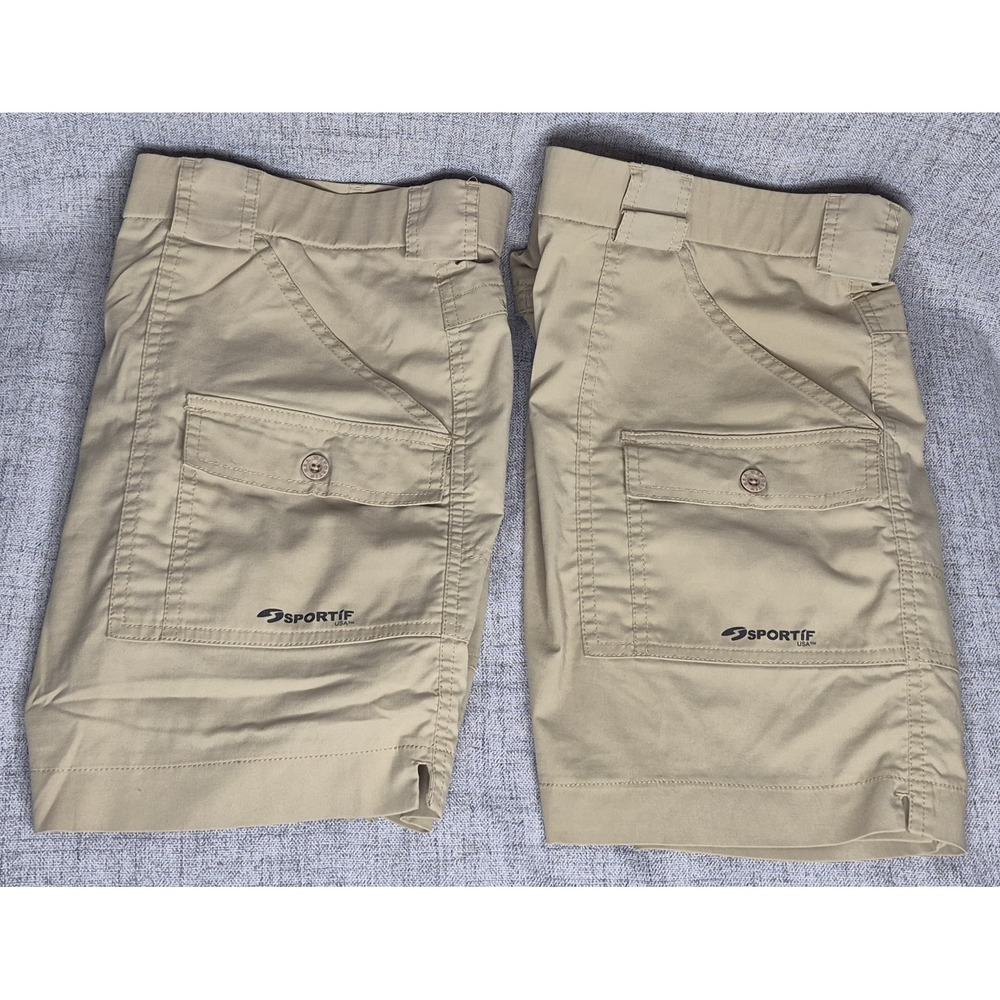 SPORTiF USA Lauderdale Stretch Cargo Shorts Mens 44 Khaki Tan 4" inseam Lot Of 2